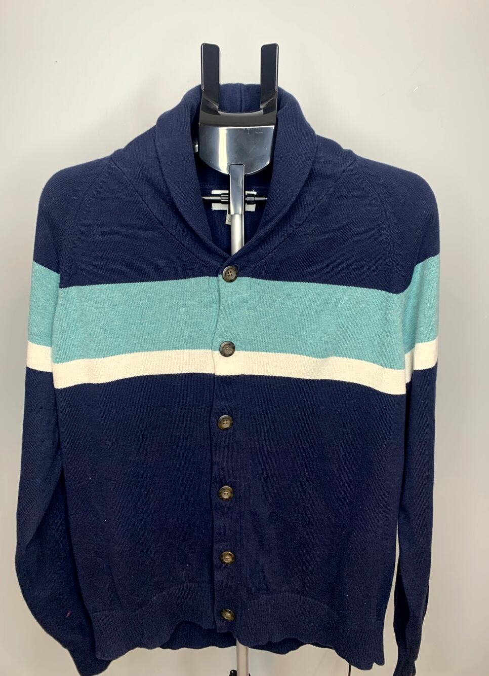 Goodfellow & Co Men's Large Navy Teal Navy Color block Cardigan